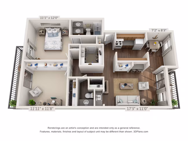 1 Bed • 1 Bath 270 floor plan